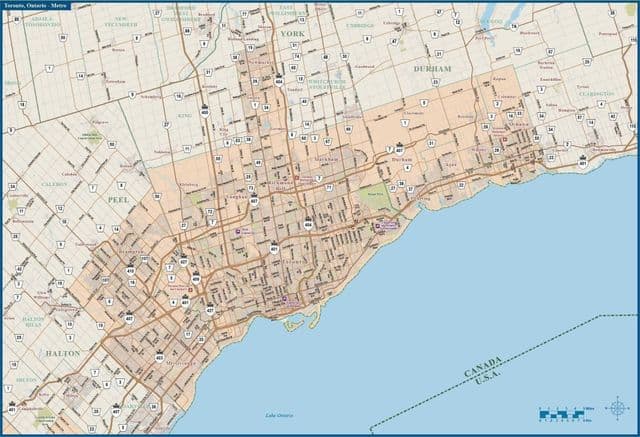 Mapa das estradas de Toronto